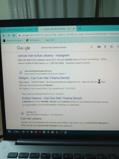 cancan halı yıkama google arama sayfasında ekran görüntüsü