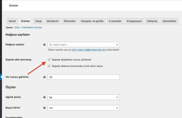woocommerce-sepete-ekle-yonlendir-ayarlar