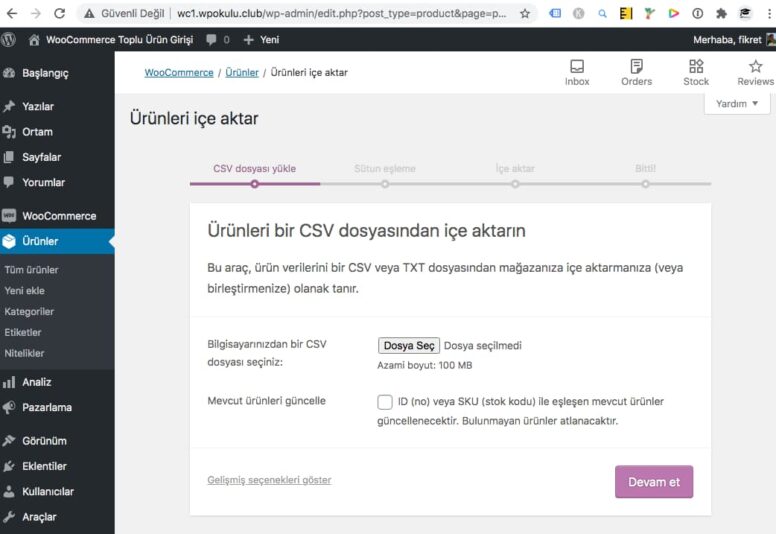woocommerce-urunleri-ice-aktarma